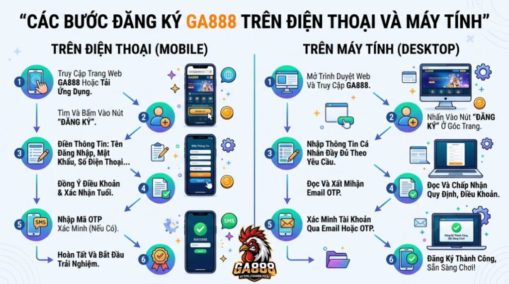 Các Bước Đăng Ký GA888 Trên Điện Thoại Và Máy Tính