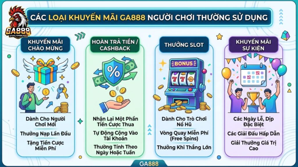 Các Loại Khuyến Mãi GA888 Người Chơi Thường Sử Dụng