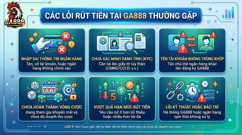 Các Lỗi Rút Tiền Tại GA888 Thường Gặp
