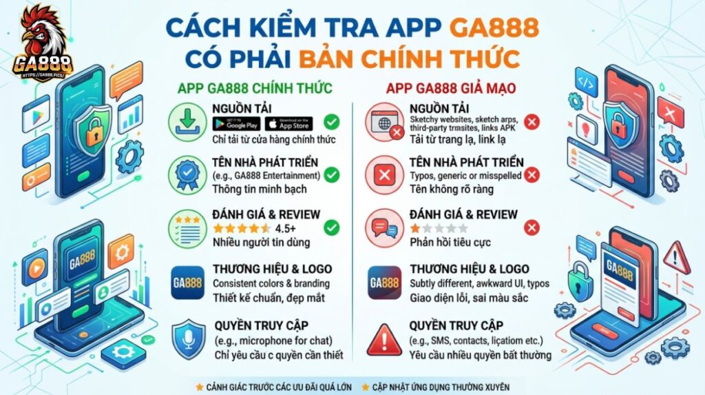Cách Kiểm Tra App GA888 Có Phải Bản Chính Thức