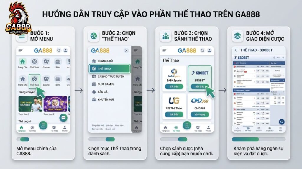 Cách Vào Khu Thể Thao Trong GA888