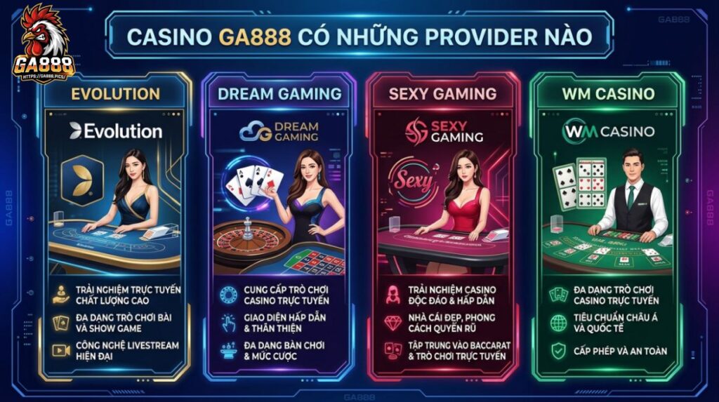 Casino GA888 Có Những Provider Nào