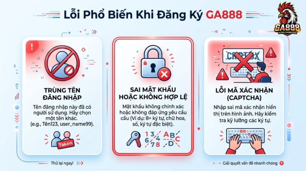 Lỗi Phổ Biến Khi Đăng Ký GA888