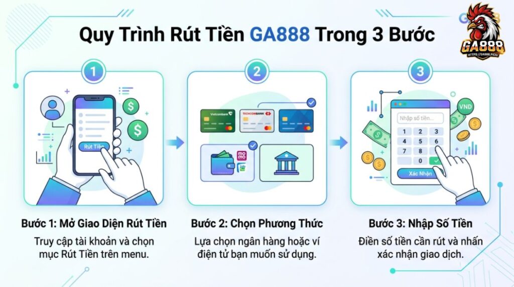 Quy Trình Rút Tiền GA888 Trong 3 Bước