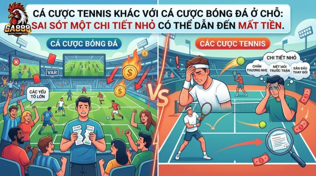 Cá cược tennis khác bóng đá ở đâu: sai một chi tiết nhỏ có thể mất tiền