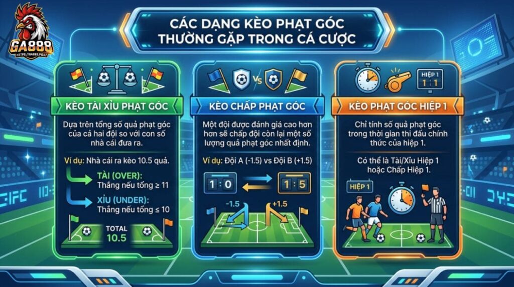 Các dạng kèo phạt góc thường gặp trong cá cược