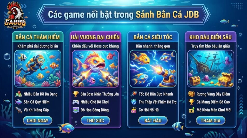 Các game nổi bật trong Sảnh Bắn Cá JDB