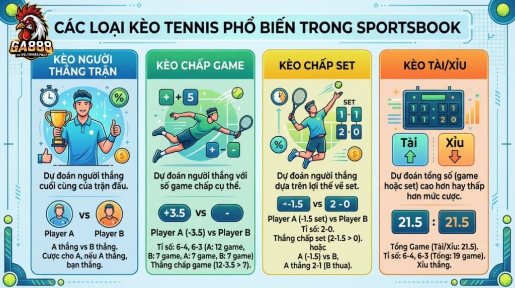 Các Loại Kèo Tennis Phổ Biến Trong Sportsbook