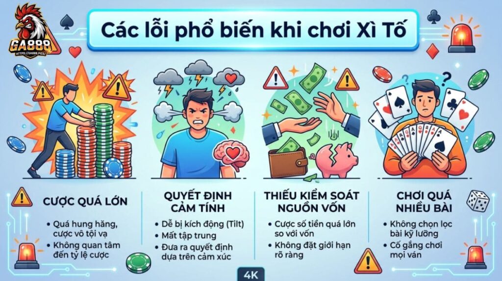 Các lỗi phổ biến khi chơi Xì Tố