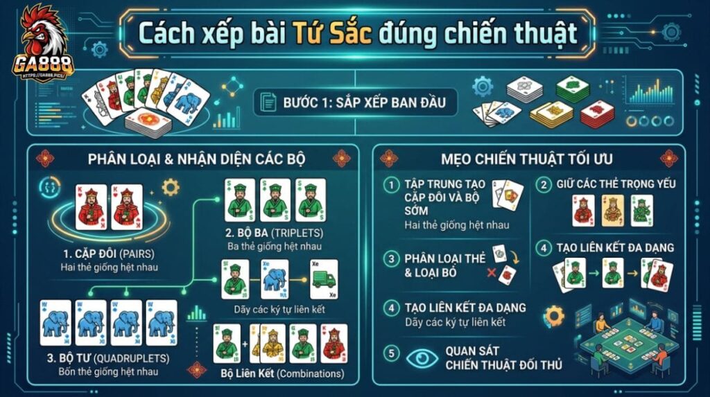 Cách xếp bài Tứ Sắc đúng chiến thuật