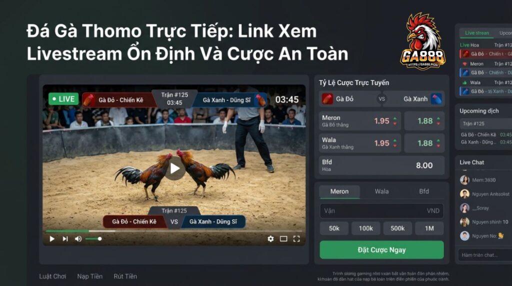 Đá Gà Thomo Trực Tiếp: Link Xem Livestream Ổn Định Và Cược An Toàn