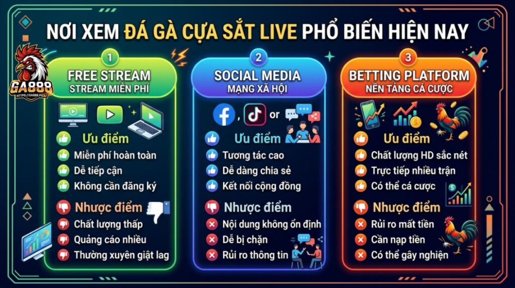 Nơi Xem Đá Gà Cựa Sắt Trực Tiếp Phổ Biến Hiện Nay