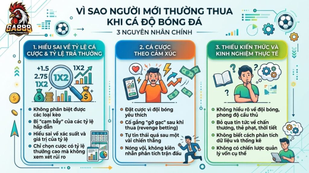 Vì sao người mới thường thua khi cá độ bóng đá