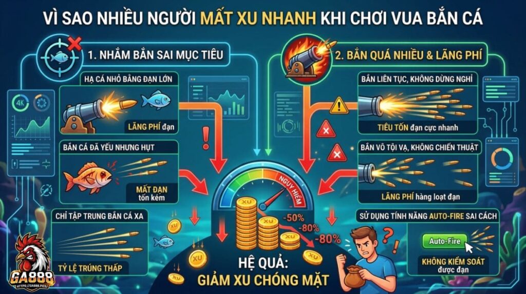 Vì sao nhiều người mất xu nhanh khi chơi Vua Bắn Cá